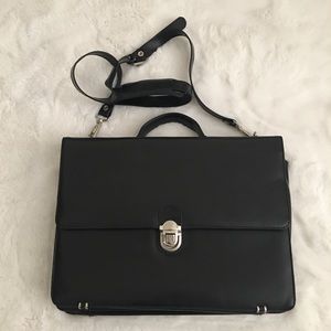 Black Genuine Leather Crossbody Briefcase bag